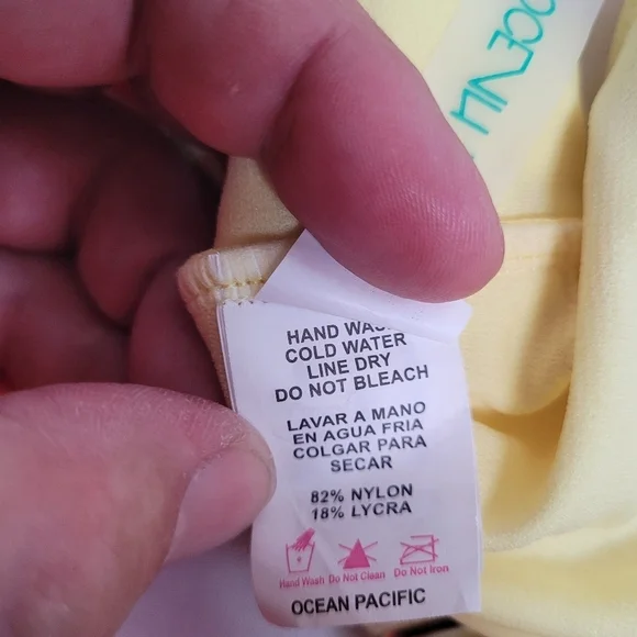 OP Ocean Pacific Cutout One Piece Swimsuit Size L Yellow Pink - Picture 9 of 11